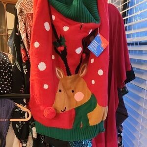 Festive Reindeer Knit Scarf